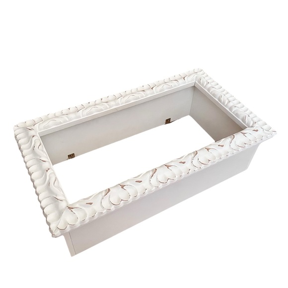 Hobby Lobby White Distressed Ornate Wood Composite Box Wall Frame Shelf - Picture 8 of 16